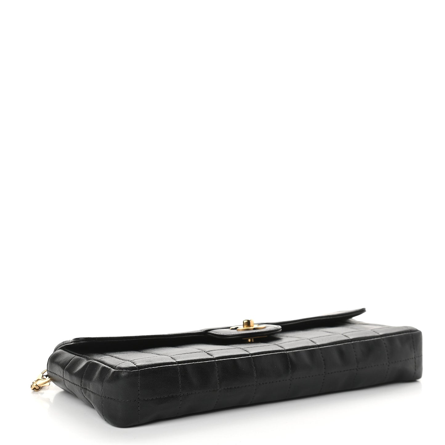 Lambskin East West Chocolate Bar Flap Black