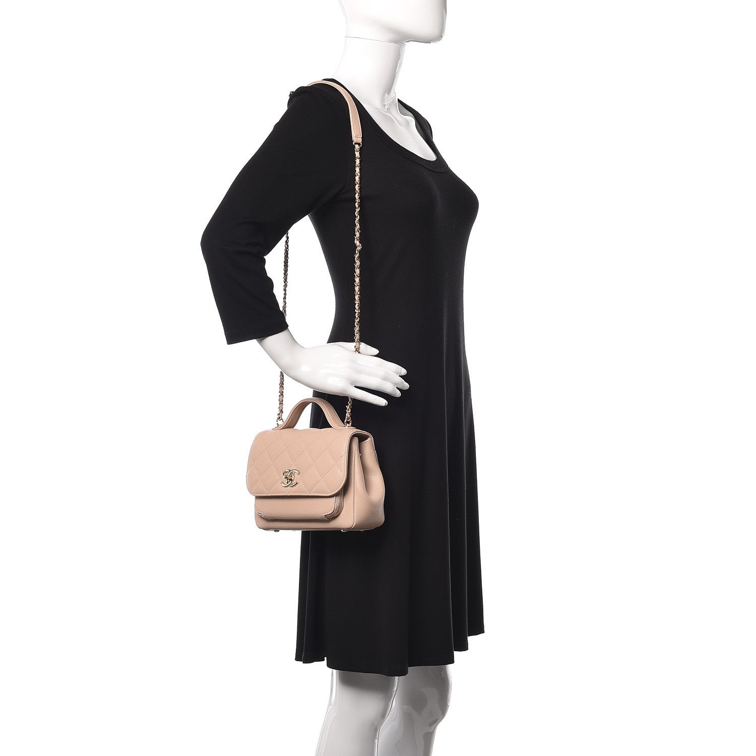 Chanel Caviar Quilted Small Business Affinity Flap Beige 2 of 9