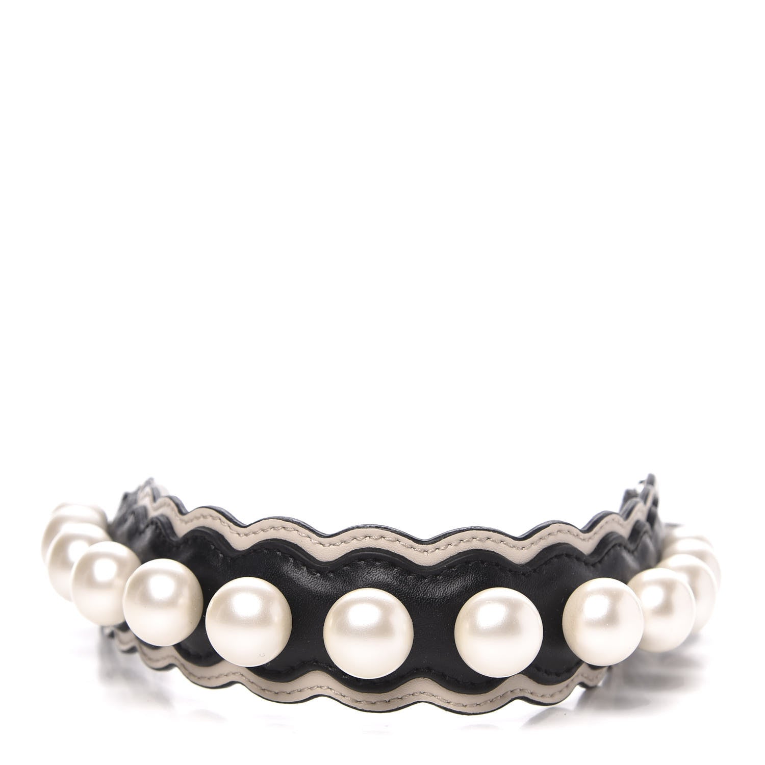 Fendi Calfskin Pearl Embellished Mini Strap You Black Camelia 1 of 5