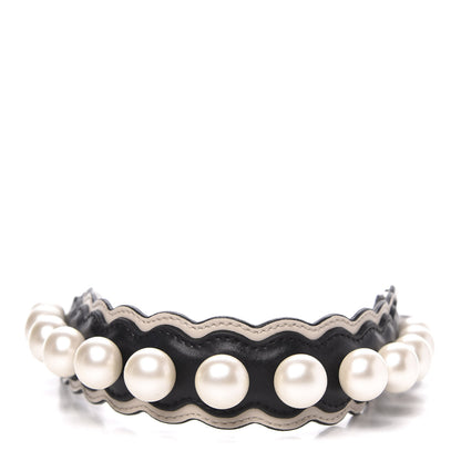 Fendi Calfskin Pearl Embellished Mini Strap You Black Camelia 1 of 5
