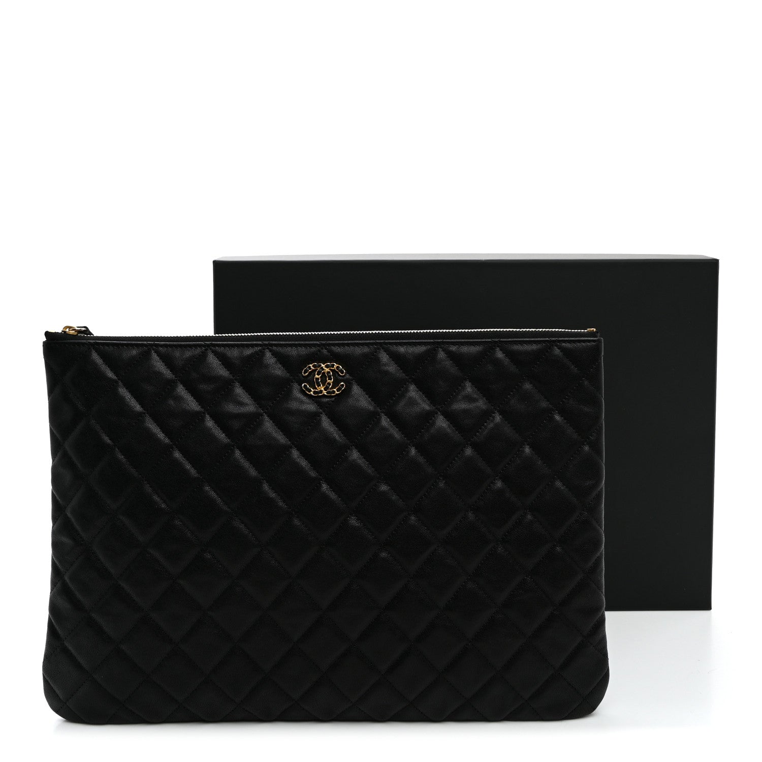 Chanel Lambskin Quilted Large Cosmetic Case Black 11 of 11