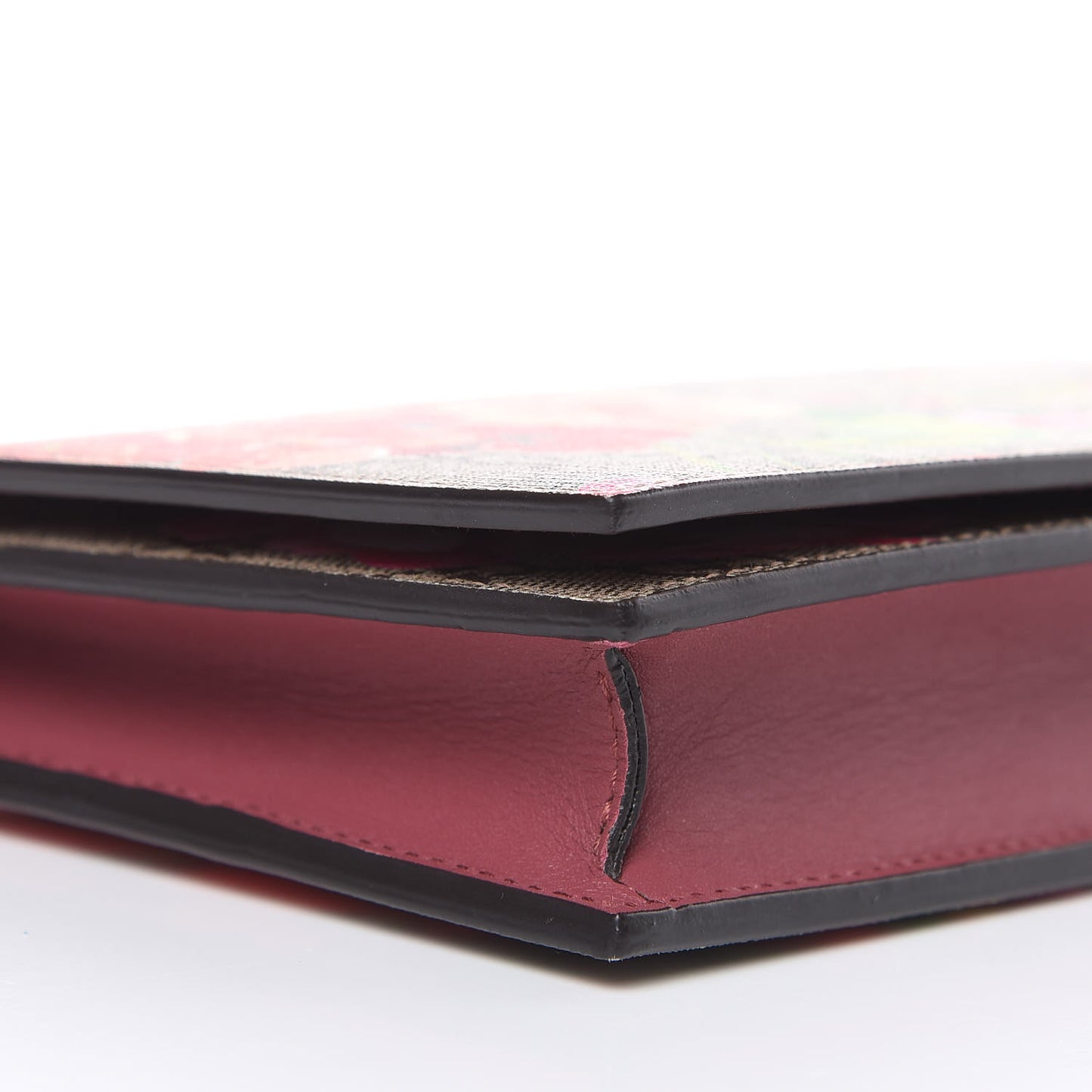 GG Supreme Monogram Blooms Chain Wallet Beige Multicolor Dry Rose