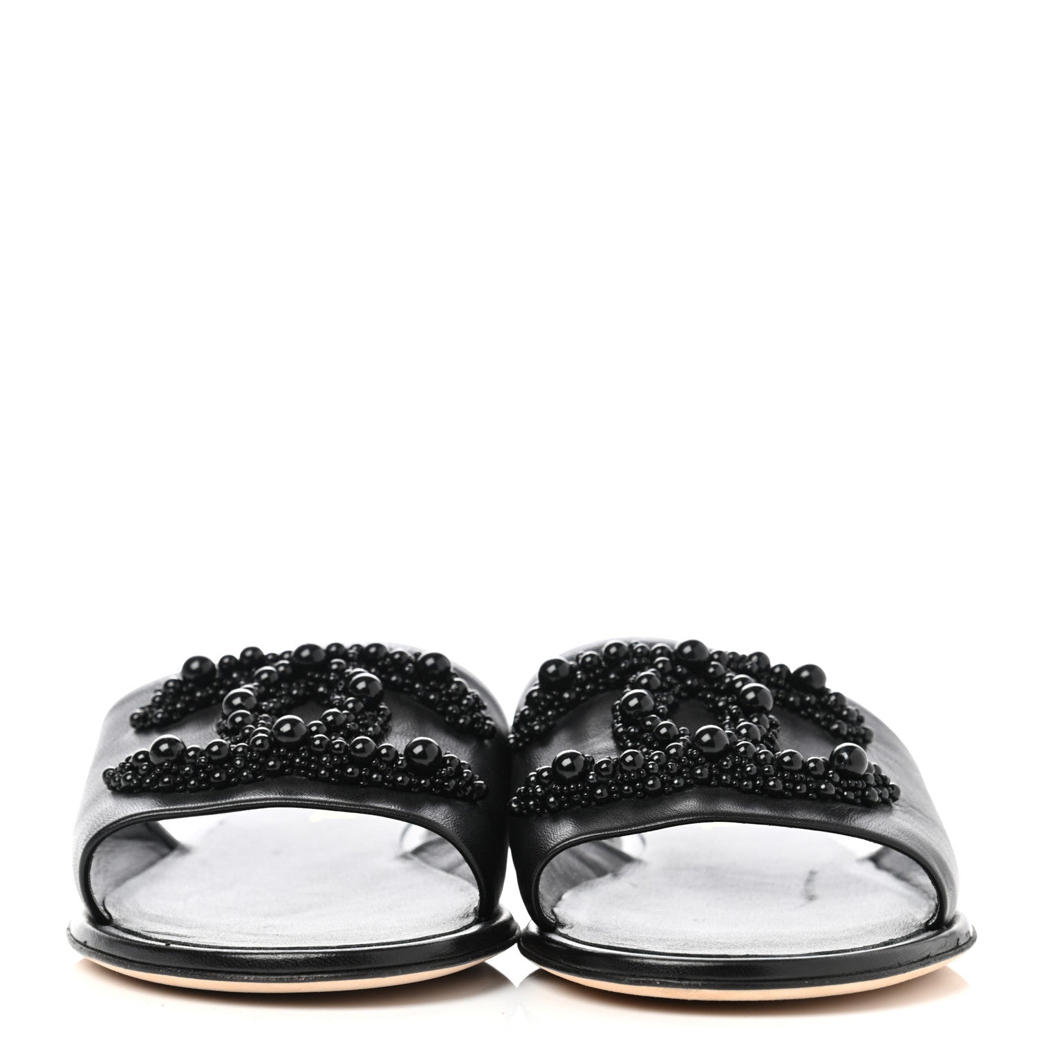 Chanel Lambskin Beaded CC Mules 39 Black 2 of 9
