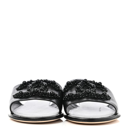 Chanel Lambskin Beaded CC Mules 39 Black 2 of 9