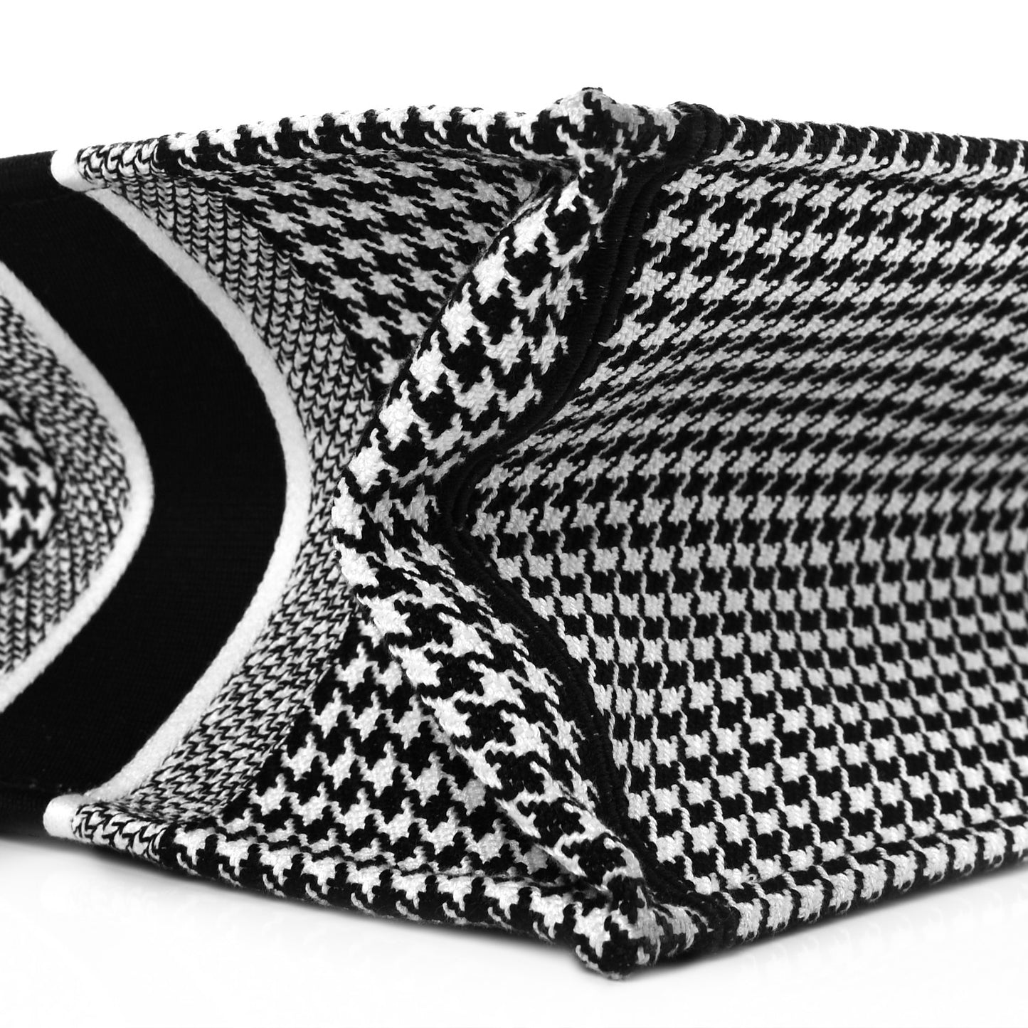 Canvas Houndstooth Embroidered Medium Book Tote Black White