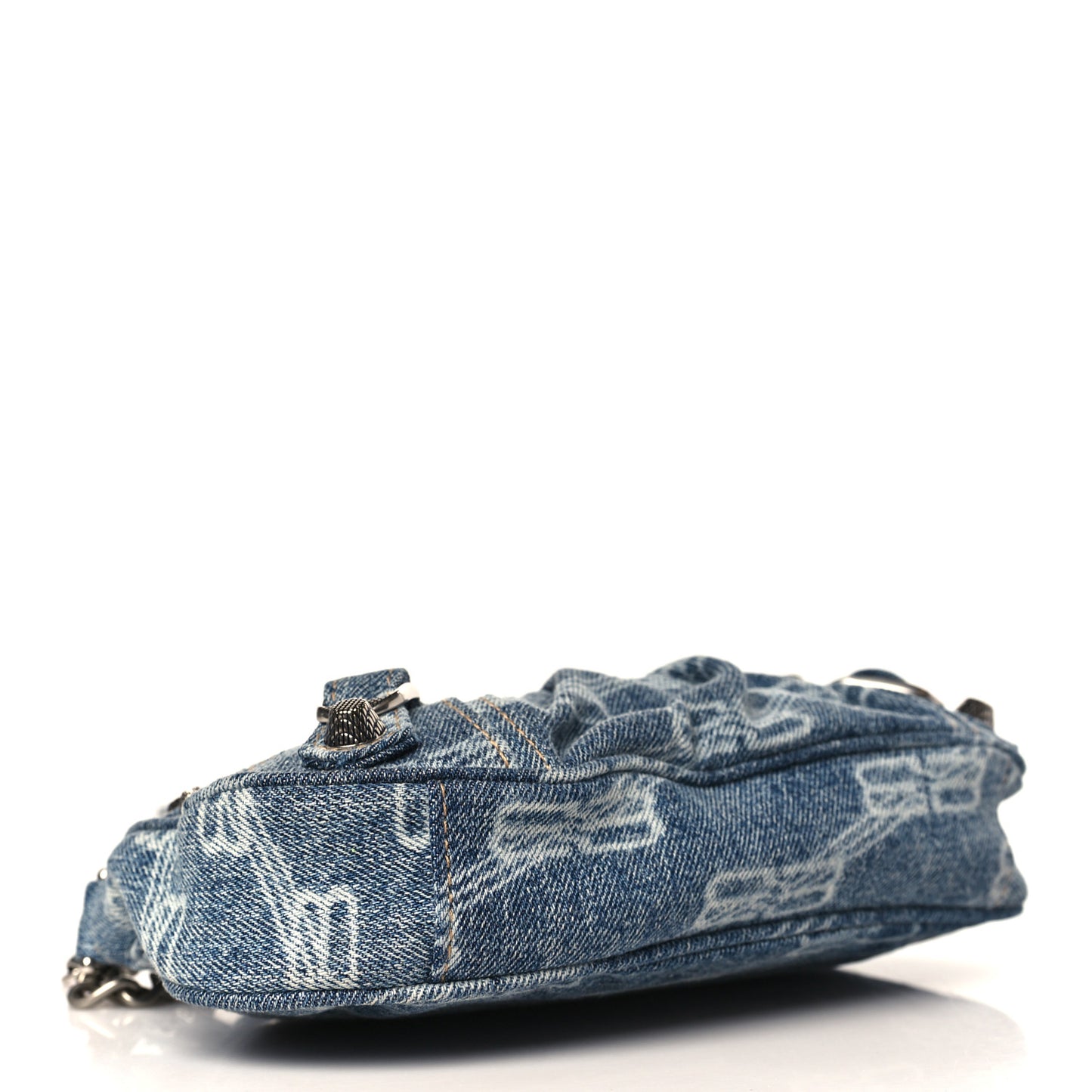 Bleached Denim BB Monogram Le Cagole Mini Purse With Chain Blue