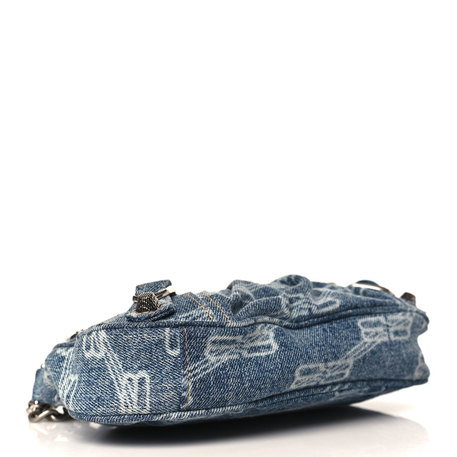 Balenciaga Bleached Denim BB Monogram Le Cagole Mini Purse With Chain Blue 4 of 9