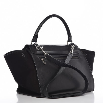 Celine Drummed Calfskin Suede Small Trapeze Black 4 of 7