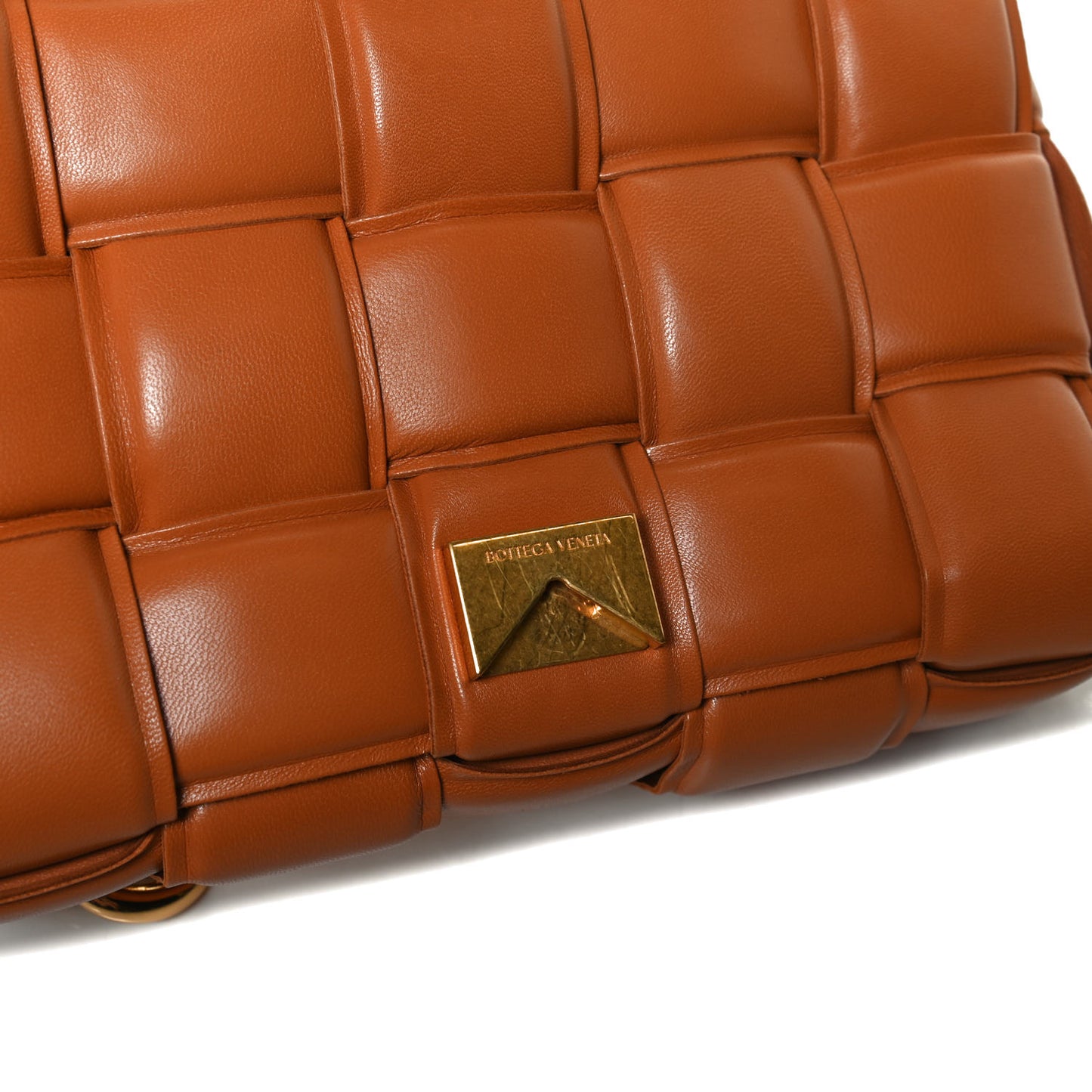 Lambskin Maxi Intreccio Padded Chain Cassette Crossbody Bag Clay