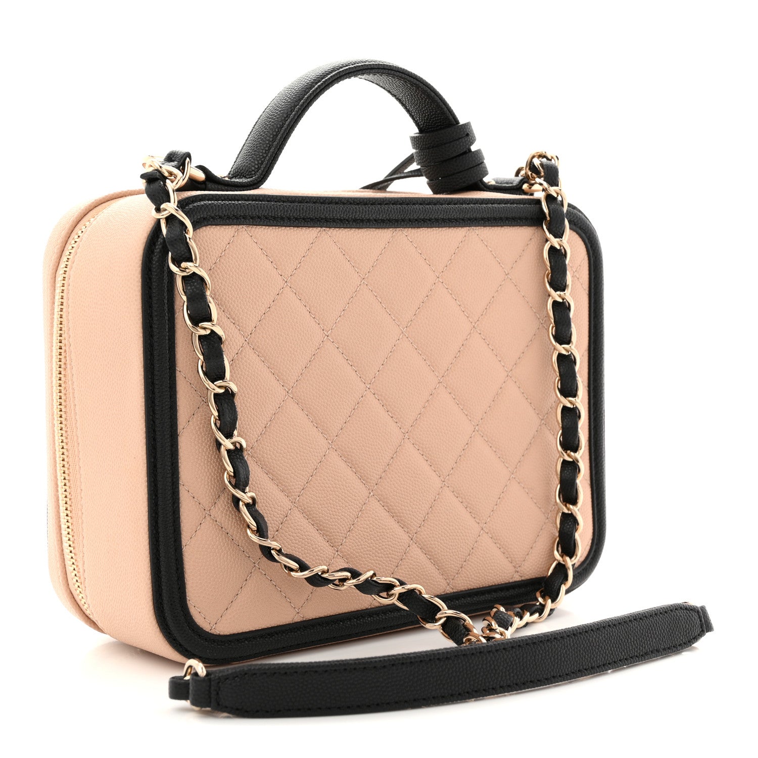 Chanel Caviar Quilted Medium CC Filigree Vanity Case Beige Black 5 of 19