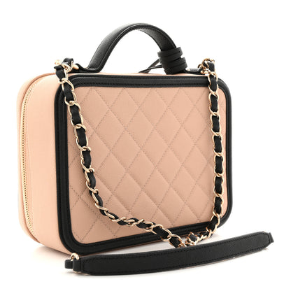 Chanel Caviar Quilted Medium CC Filigree Vanity Case Beige Black 5 of 19