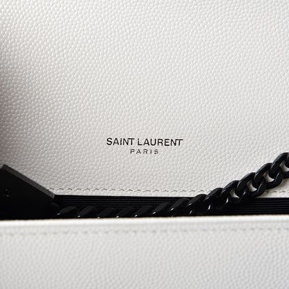Saint Laurent Grain De Poudre Small Monogram Kate Satchel Porcellana Black 5 of 9