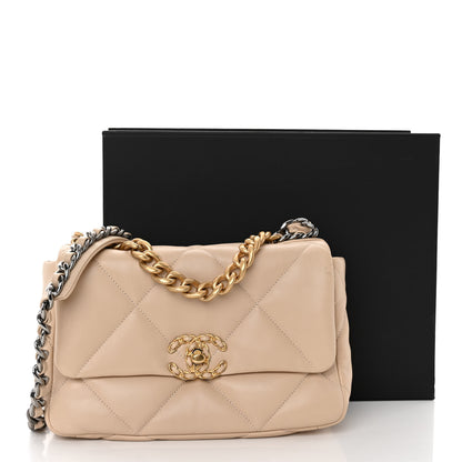 Chanel Lambskin Quilted Medium Chanel 19 Flap Beige 12 of 12