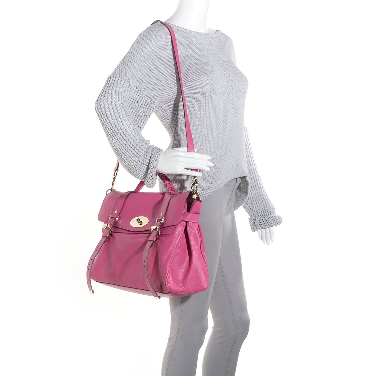 Soft Buffalo Leather Oversized Alexa Raspberry
