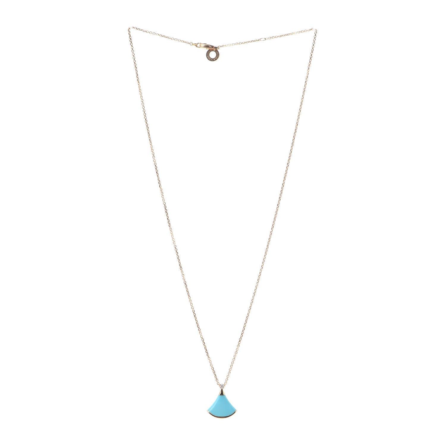 Bulgari 18K Rose Gold Diamond Turquoise Divas' Dream Pendant Necklace 3 of 7