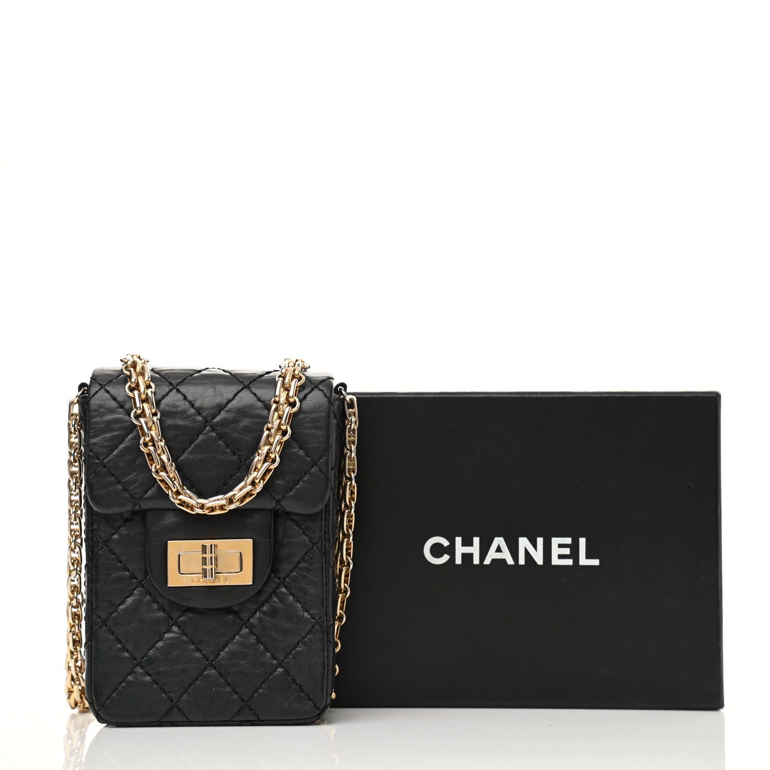 Chanel Aged Calfskin Quilted 2.55 Reissue Phone Case Black 11 of 11