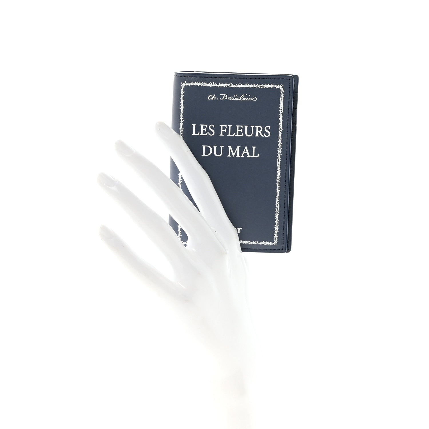 Christian Dior Calfskin Cover Bi-Fold Card Holder Blue White 2 of 8