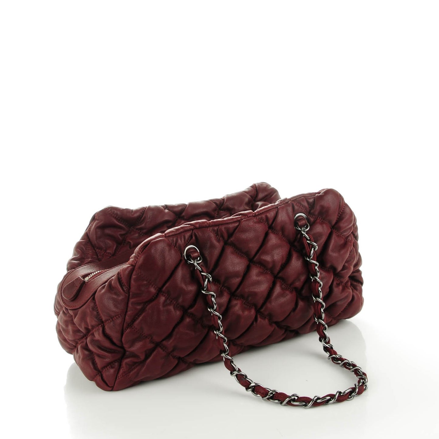 Calfskin Bubble Quilt Bowler Bordeaux