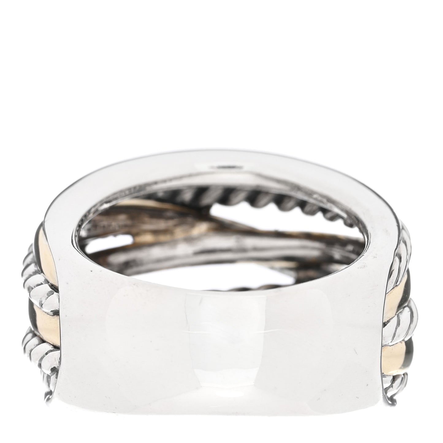 Sterling Silver 14K Yellow Gold Wide Crossover Ring 56 7.5