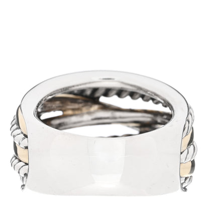 David Yurman Sterling Silver 14K Yellow Gold Wide Crossover Ring 56 7.5 3 of 4