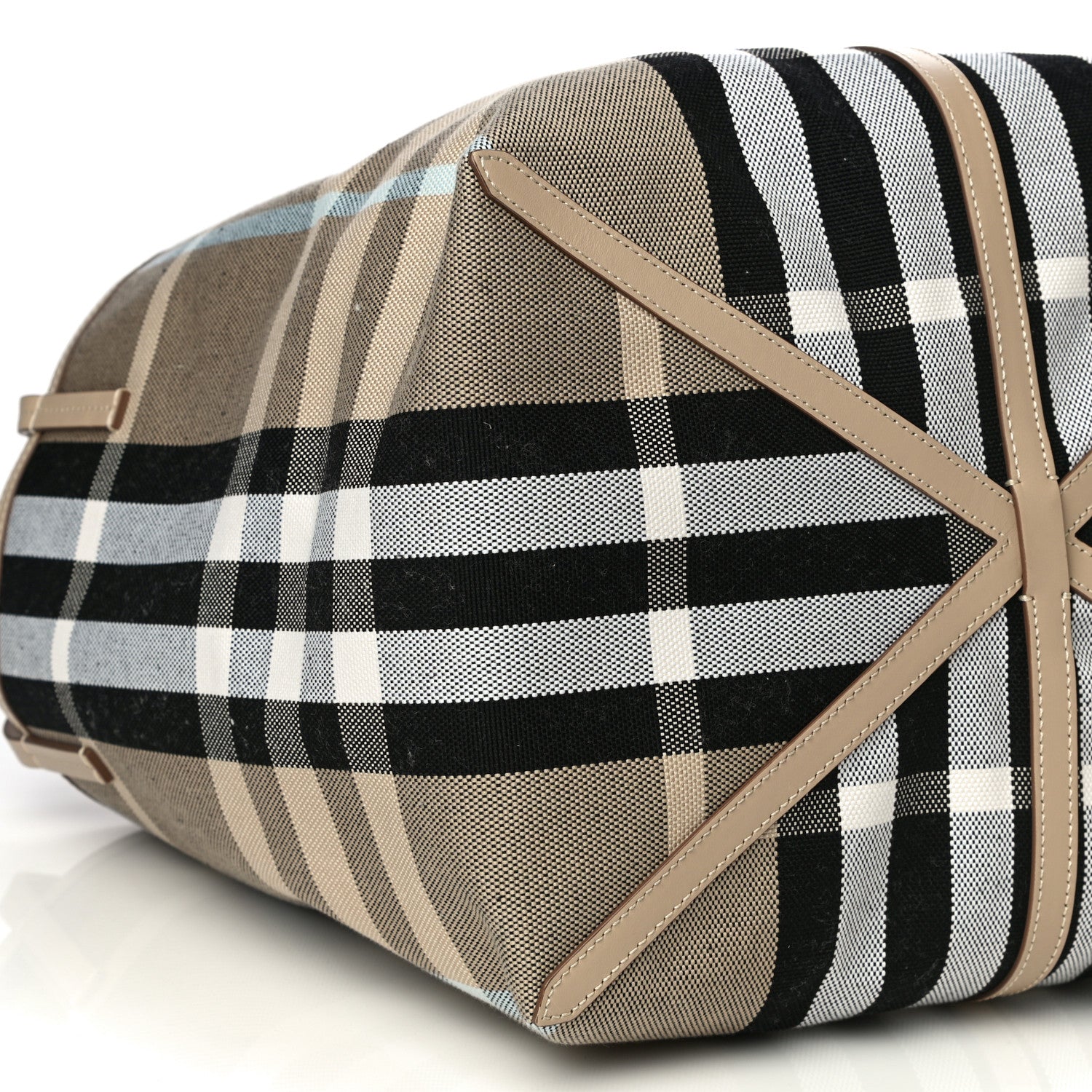 Burberry Canvas Calfskin Medium Check Beach Tote Dusty Sand 5 of 10