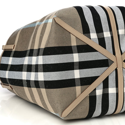 Burberry Canvas Calfskin Medium Check Beach Tote Dusty Sand 5 of 10