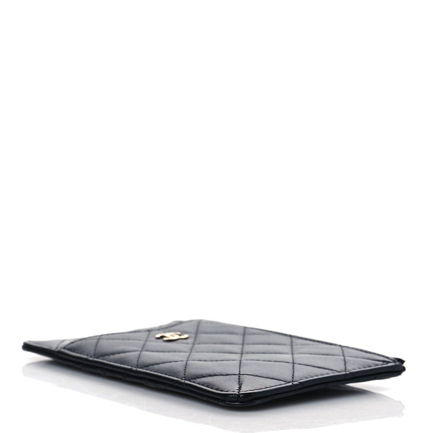 Chanel Lambskin Quilted Classic Flat Wallet Pouch Black 4 of 9
