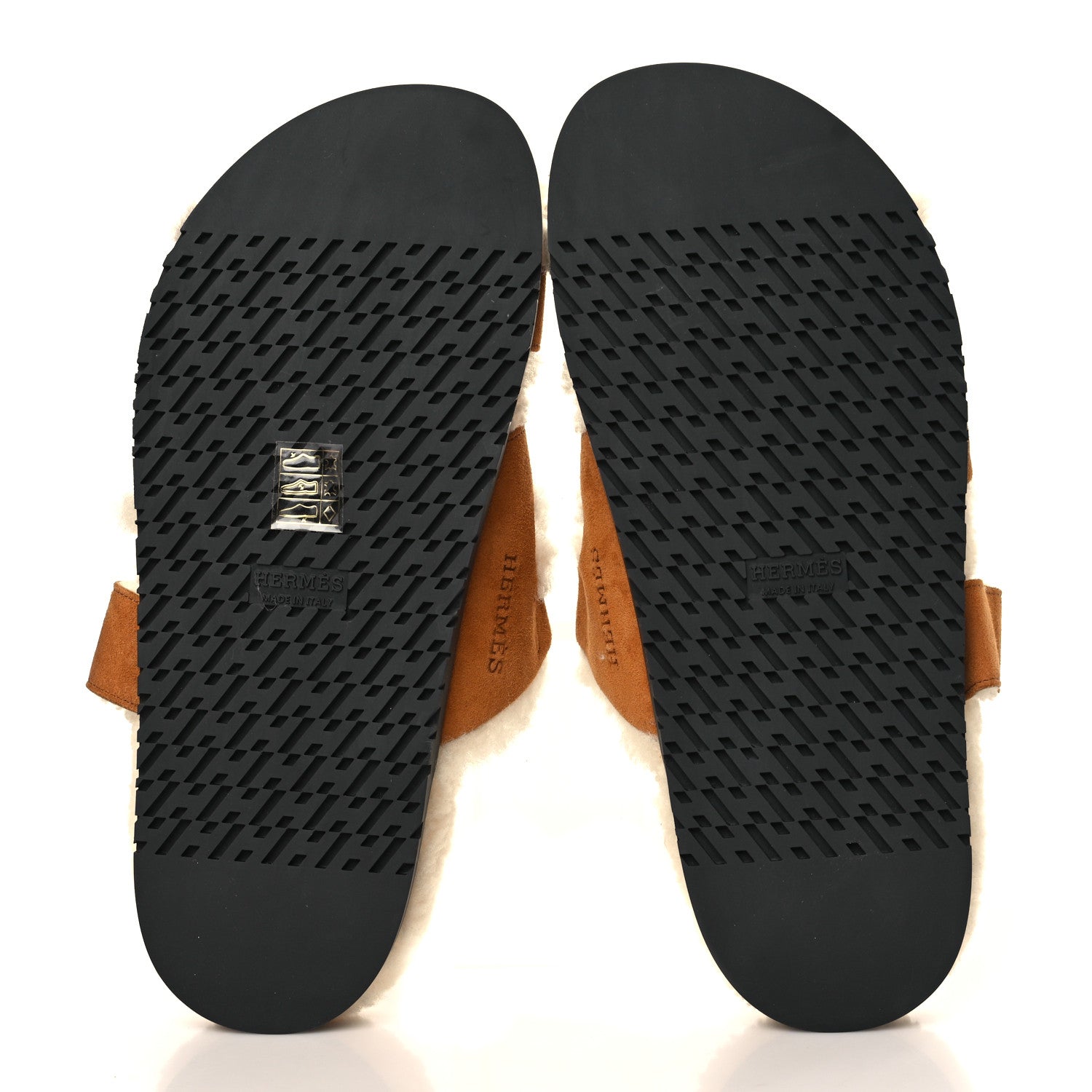 Hermes Suede Goatskin Woolskin Womens Chypre Sandals 39 Brun Fume Ecru 5 of 8