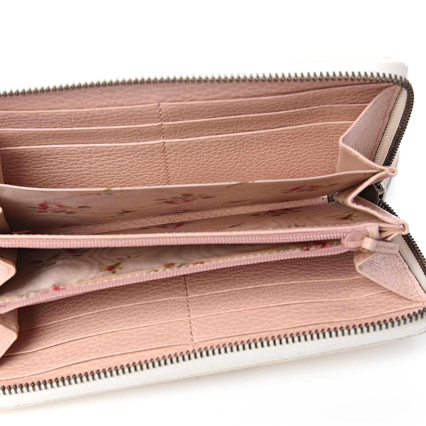 Calfskin GG Marmont Bow Zip Around Wallet Ivory