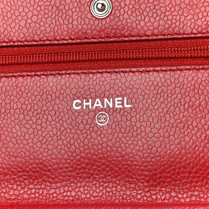 Chanel Caviar Quilted Wallet On Chain WOC Red 6 of 14