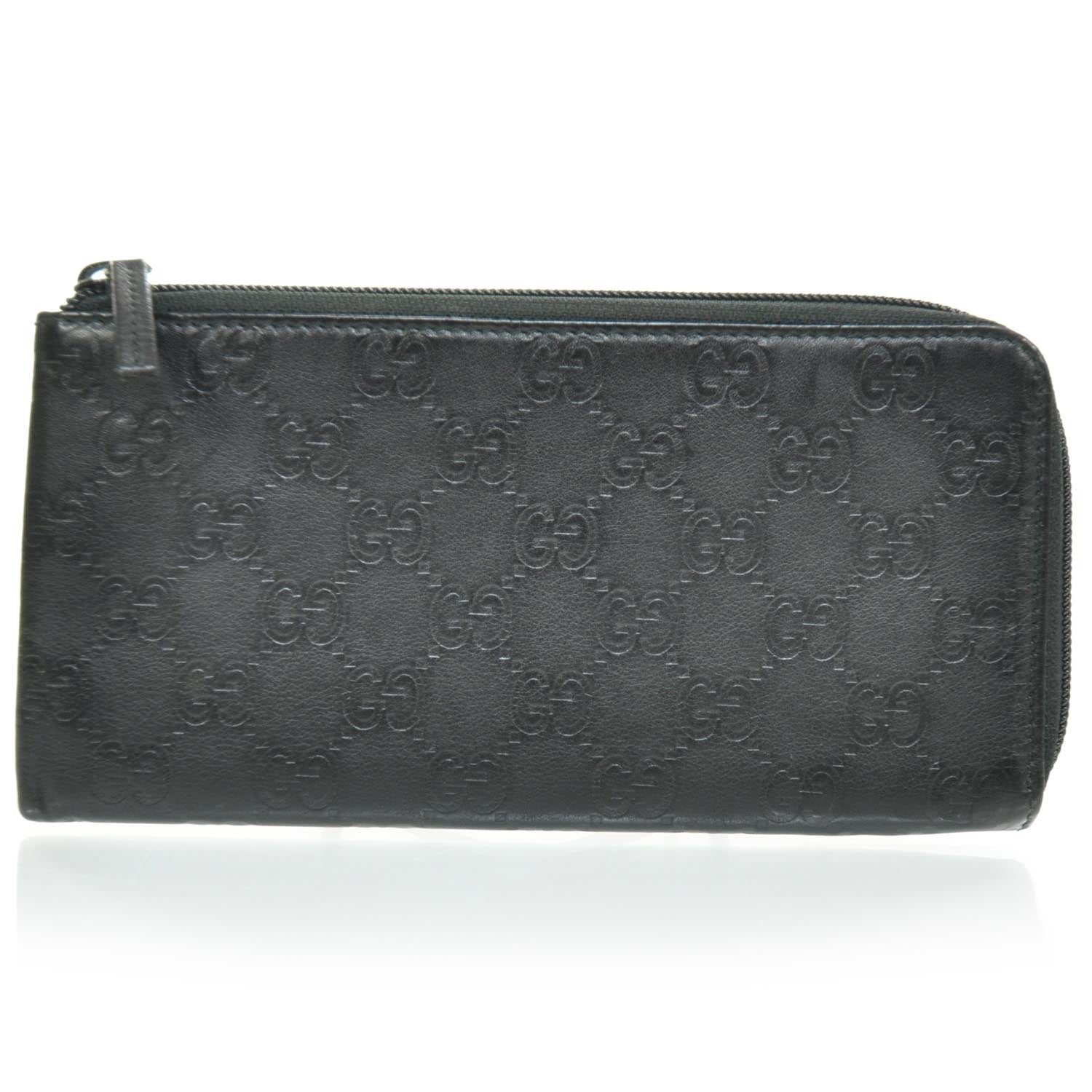 Gucci Guccissima Flat Zip Around Wallet Black 1 of 8