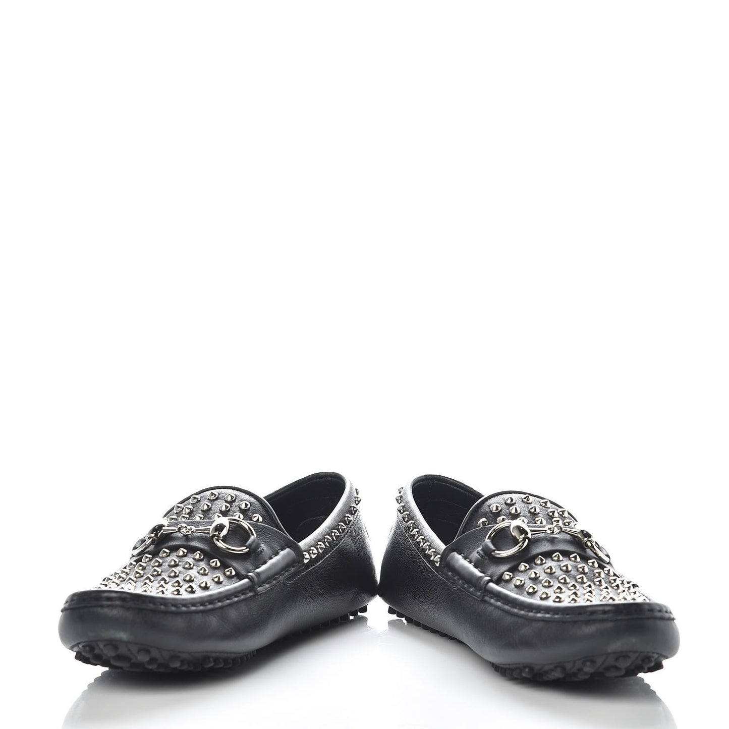 Calfskin Miro Soft Studded Womens Horsebit Driver Loafers 37 Black