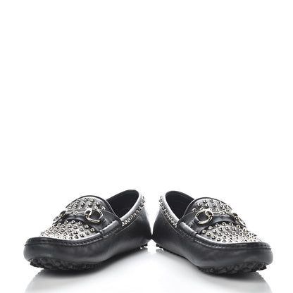 Gucci Calfskin Miro Soft Studded Womens Horsebit Driver Loafers 37 Black 5 of 12
