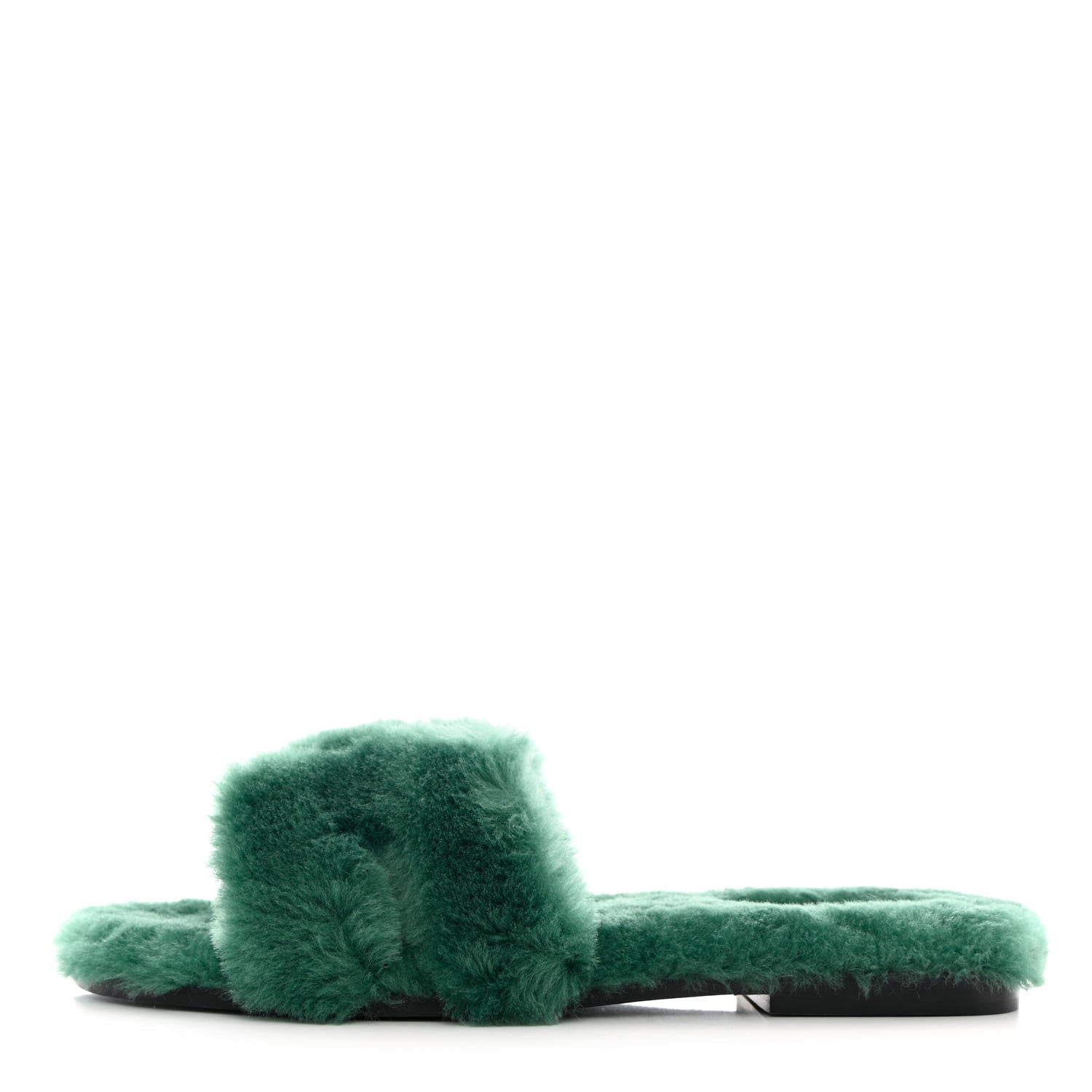 Hermes Woolskin Oran Sandals 40 Vert Anglais 1 of 8