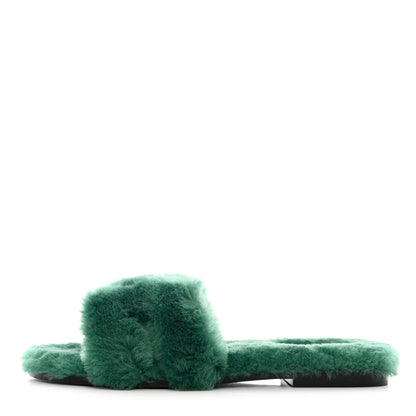 Hermes Woolskin Oran Sandals 40 Vert Anglais 1 of 8