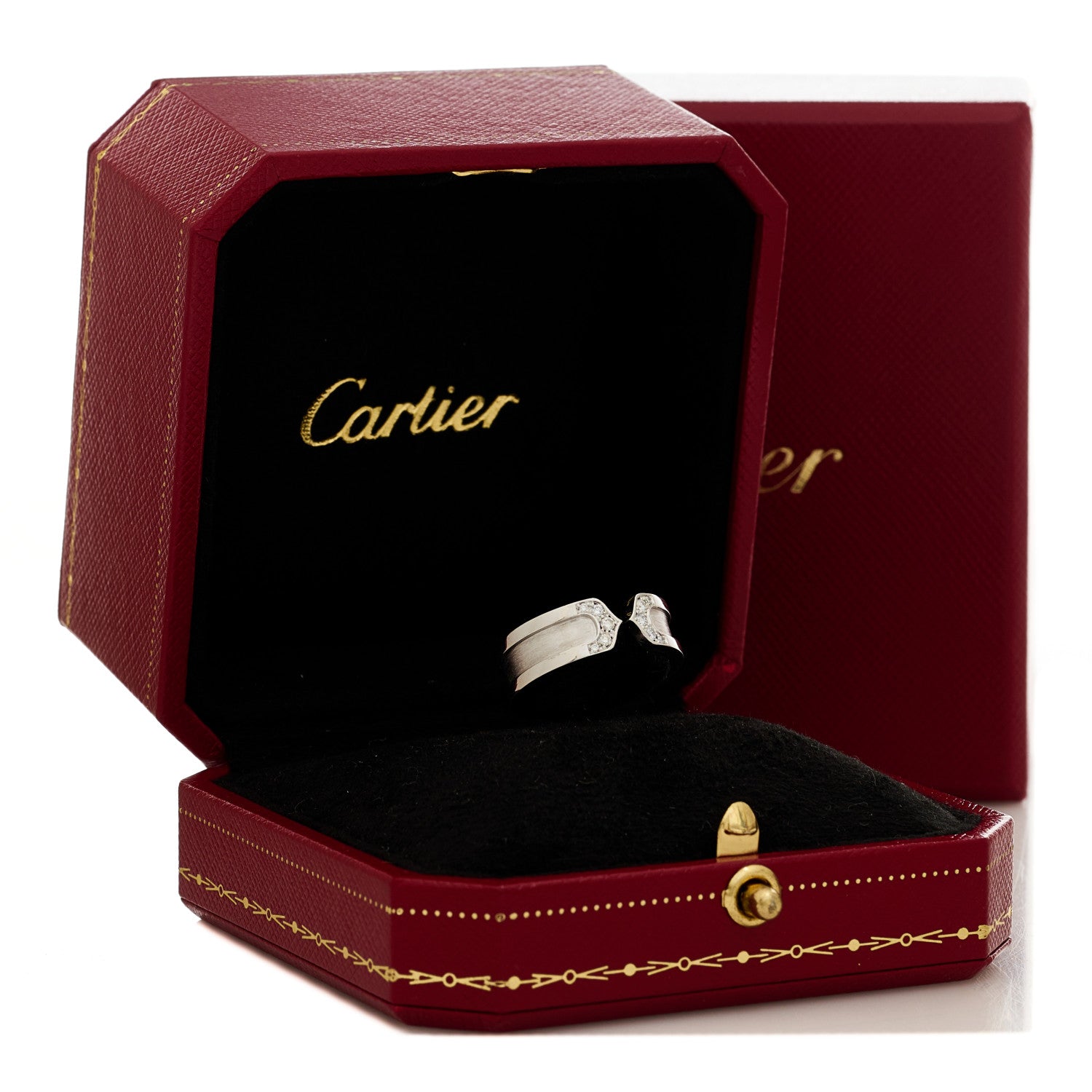 Cartier 18K White Gold Diamond 6.5mm Logo De Cartier Ring 52 6 8 of 8