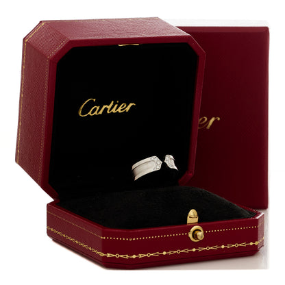Cartier 18K White Gold Diamond 6.5mm Logo De Cartier Ring 52 6 8 of 8