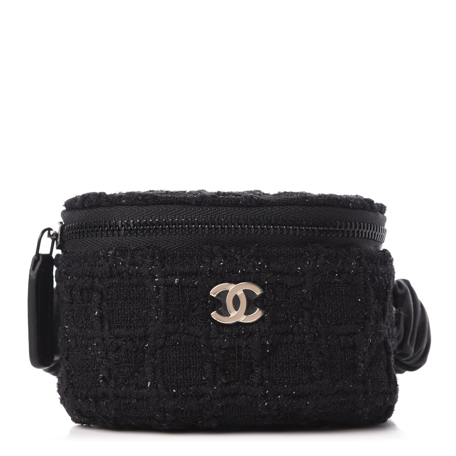 Chanel Tweed Lambskin Quilted Arm Coin Purse Black 1 of 7