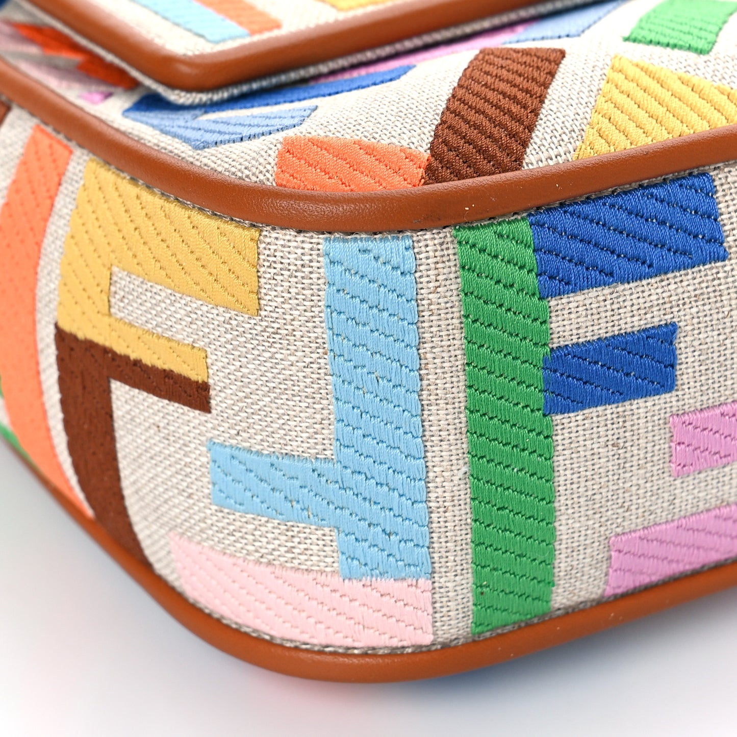 Kuban Canvas Vitello King FF Embroidered Baguette Grezzo Multicolor