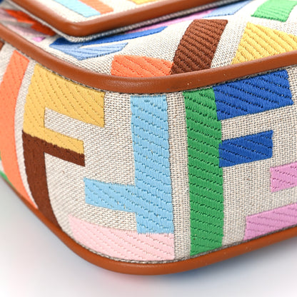 Fendi Kuban Canvas Vitello King FF Embroidered Baguette Grezzo Multicolor 7 of 8
