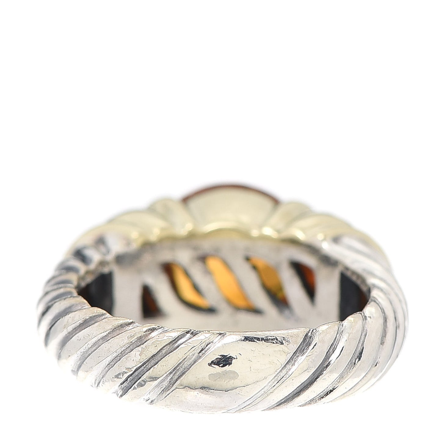 Sterling Silver 14K Yellow Gold Citrine 10mm Cable Capri Ring 52 6