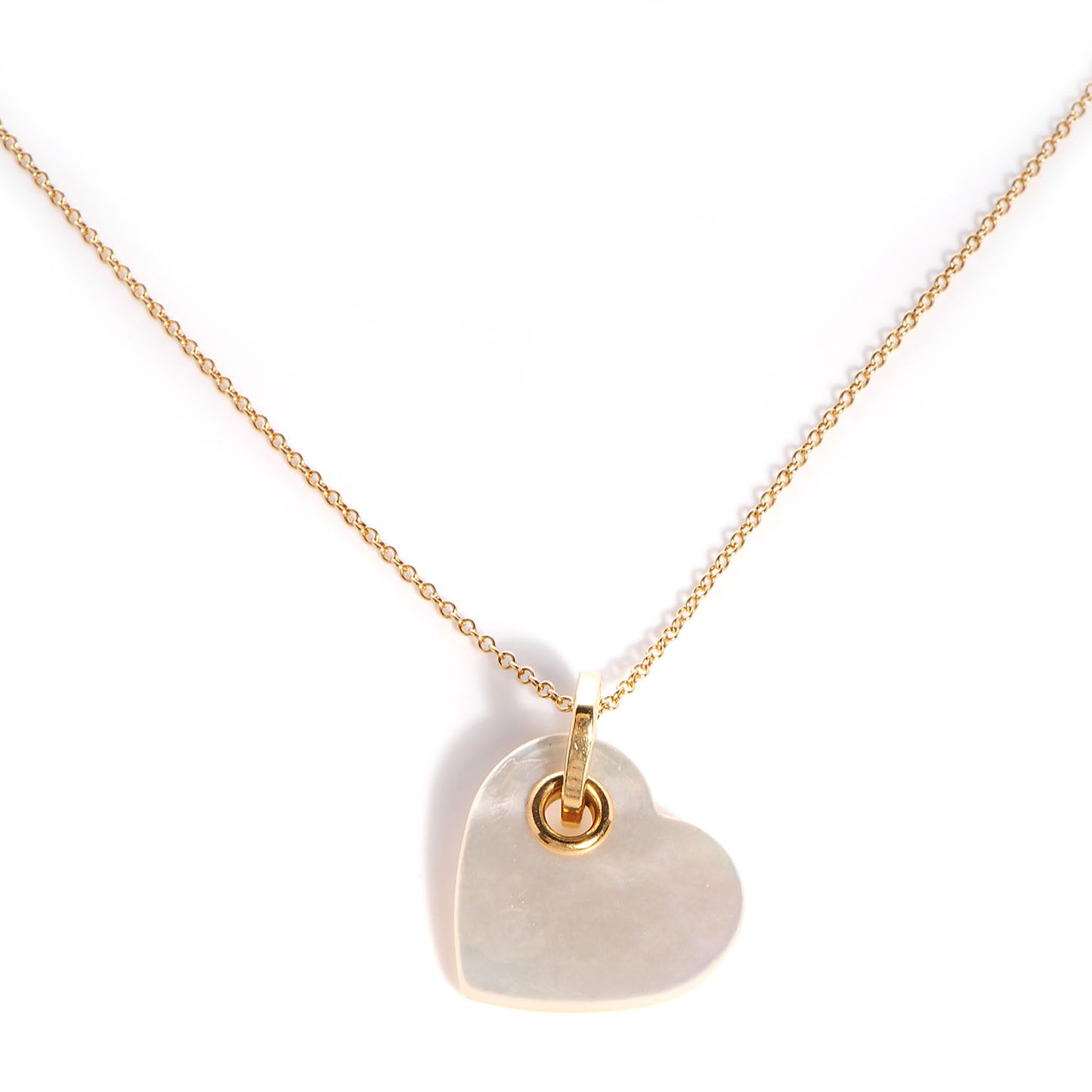 18k gold mother of pearl heart pendant necklace