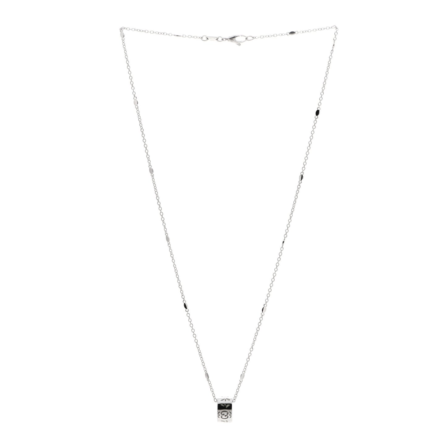 18K White Gold Enamel Icon Twirl Pendant Necklace
