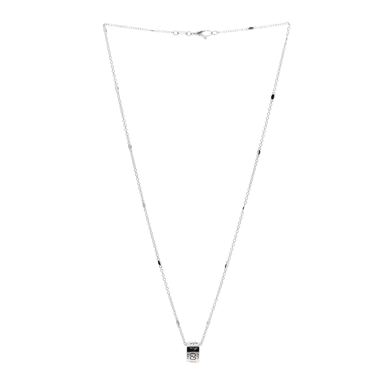 Gucci 18K White Gold Enamel Icon Twirl Pendant Necklace 3 of 6