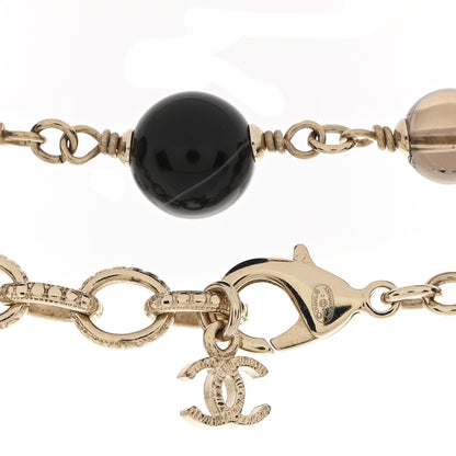 Chanel Resin Glass CC Beaded Charms Long Necklace Gold Black 6 of 6