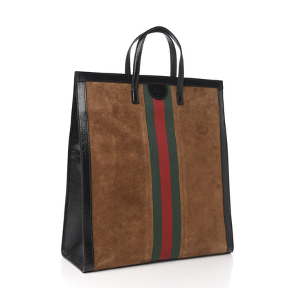Gucci Suede Patent Web Ophidia Vertical Tote Nocciola Black 2 of 9