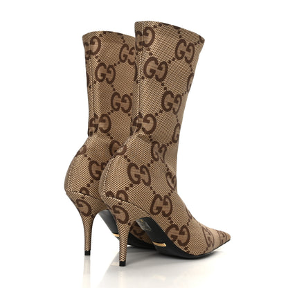 Balenciaga X GUCCI Jersey Maxi GG Monogram Crepe Knife Booties 35 Camel Ebony 4 of 6
