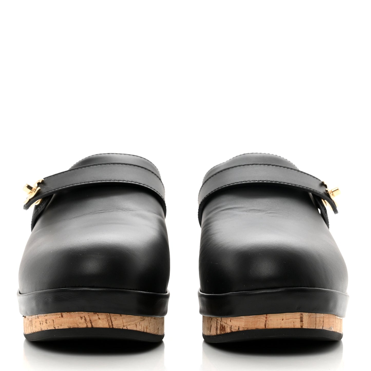 Calfskin CC Turn Lock Clogs 41 Black