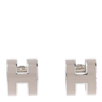 Hermes Palladium Lacquered Pop H Earrings Marron Glace 1 of 7