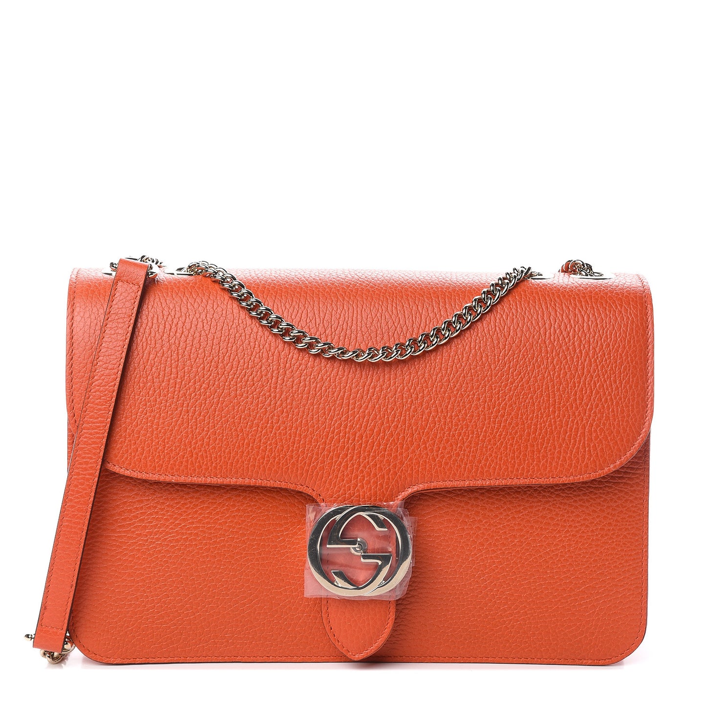 Dollar Calfskin Interlocking G Shoulder Bag Sun Orange